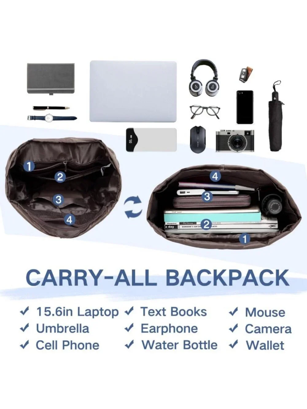 Water-Resistant Men's Backpack, Anti-Theft Casual Daypack for Travel & Hiking